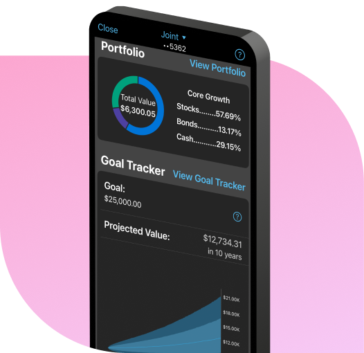 Example of an Automated Investing platform on a mobile device