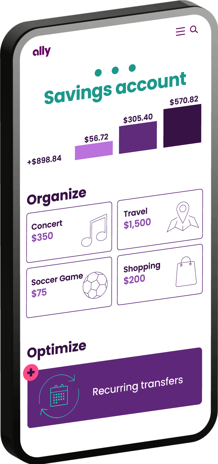 A phone screen depicting a snapshot of a user’s Online Savings Account