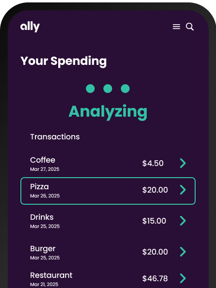 A phone screen depicting a user’s Spending Account