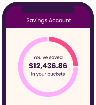 Phone screen: savings account with current savings amount