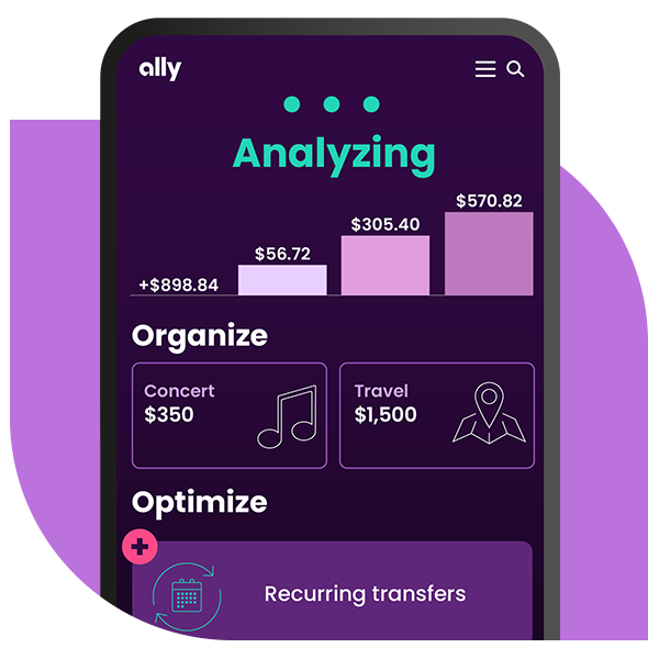 A phone screen depicting a stylized version of the Online Savings Account experience within our app.