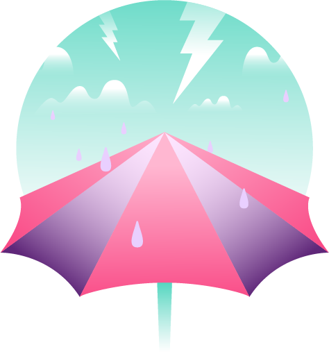an umbrella and storm clouds