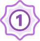 A badge with a number 1 representing first place