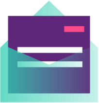 An illustration of a letter protruding from an open envelope.