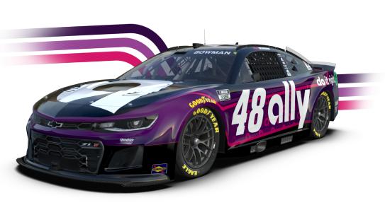 The purple printed Ally 48 race car