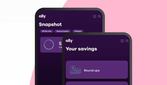 Savings Account app screens showing the available boosters and the home account snapshot.