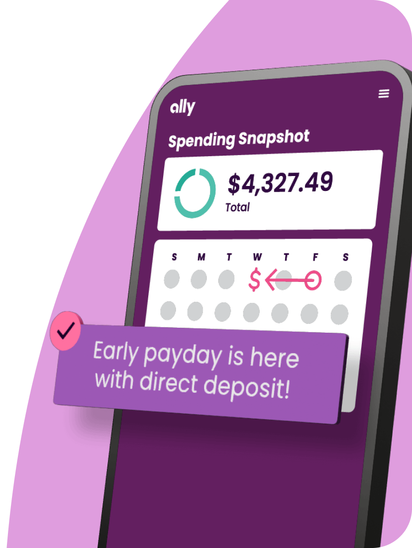 Spending Account app screen highlighting early direct deposit.
