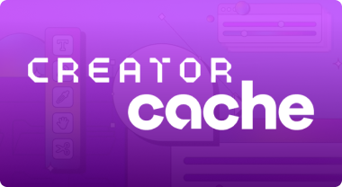 A purple and white Creator Cache logo